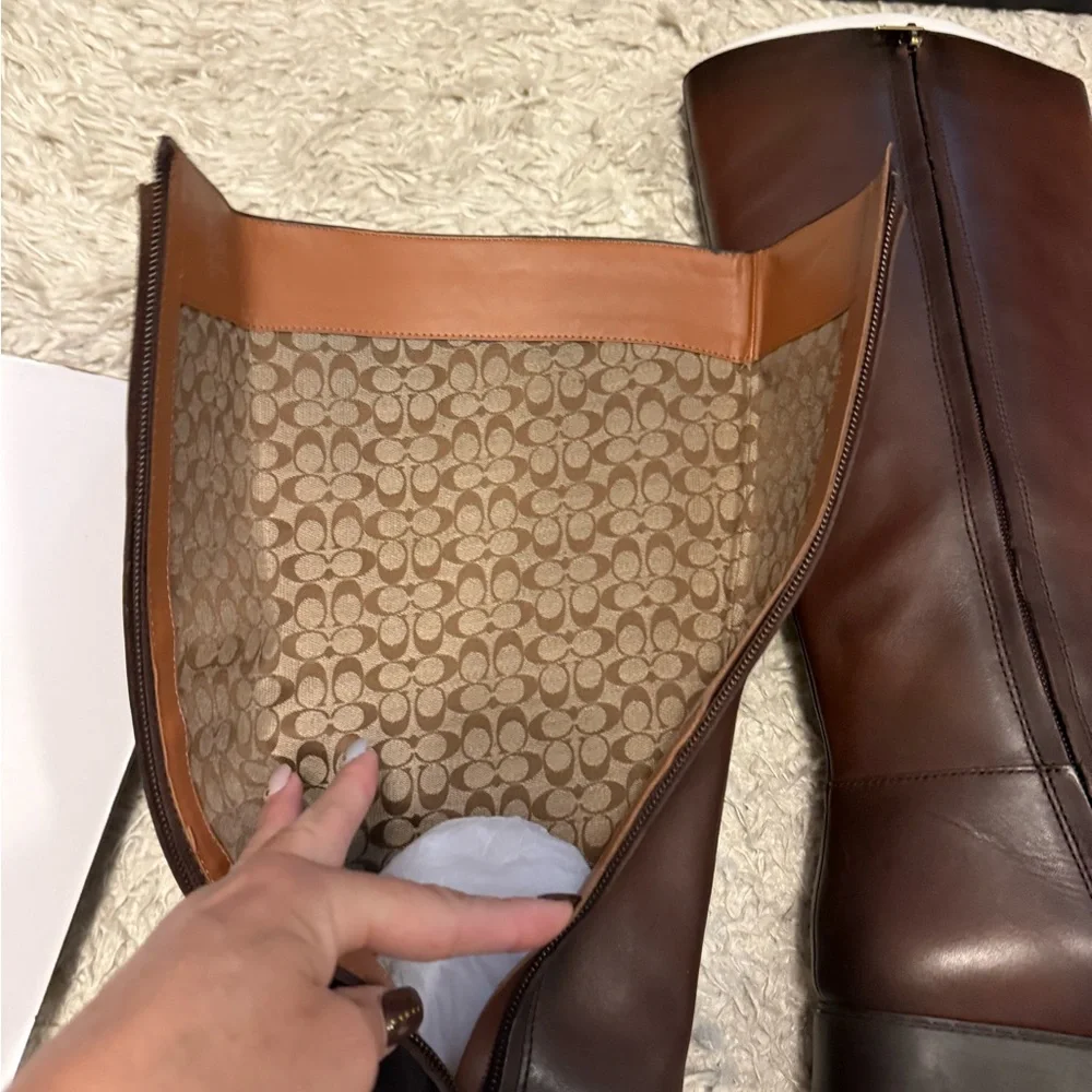 Coach Rilee Brown Leather Riding Boots w/box - Picture 8 of 9